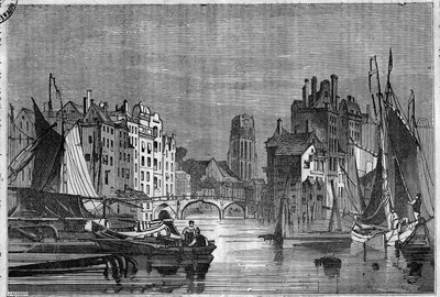 منظر روتردام ، هولندا. نقش من عام 1836. بواسطة فنان غير معروف