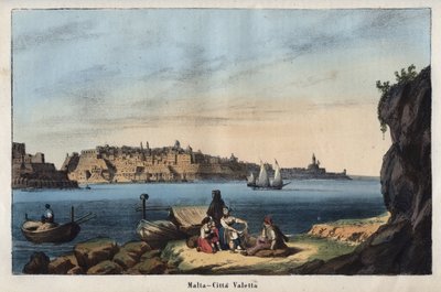 منظر فاليتا (مالطا) في القرن التاسع عشر - نقش من عادات وتقاليد جميع شعوب الكون. أي تاريخ الحكومة ، والقوانين ، والميليشيات ، ودين جميع الأمم من أبعد الأوقات حتى يومنا هذا "1856 بواسطة فنان غير معروف