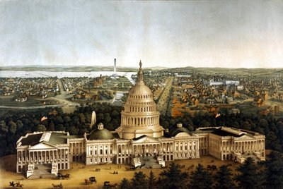منظر لواشنطن والبيت الأبيض في عرض عام 1820. بواسطة فنان غير معروف