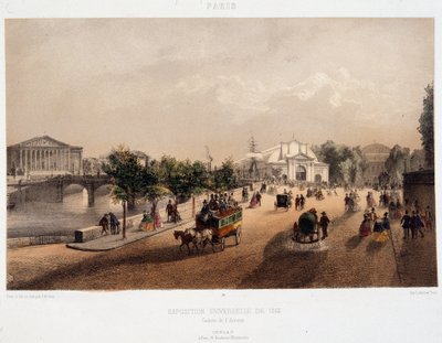 منظر للمعرض العالمي لعام 1855 في باريس بفرنسا - الطباعة الحجرية بواسطة فنان غير معروف