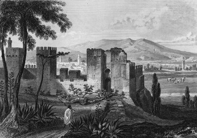 منظر لمحاذاة مدينة تلمسن (أو تيلمسن) في الجزائر في القرن التاسع عشر ، في "" الجزائر القديمة والحديثة "بقلم ليون غاليبرت بواسطة فنان غير معروف