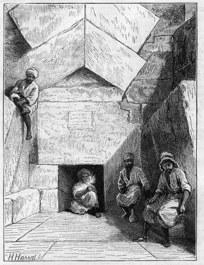 منظر لمدخل هرم خوفو (خوفو ، خوفو ، خوفو ، خوفو) في الجيزة (الجيزة ، الجيزة) ، مصر بواسطة فنان غير معروف