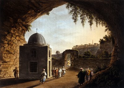 منظر قبر النبي إرميا في القدس. الطباعة الحجرية من القرن التاسع عشر بواسطة فنان غير معروف