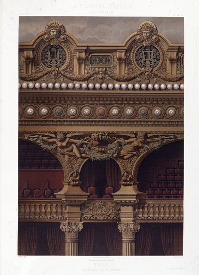 Voussure من سقف أوبرا Garnier - chromolithography ، أواخر القرن التاسع عشر بواسطة فنان غير معروف