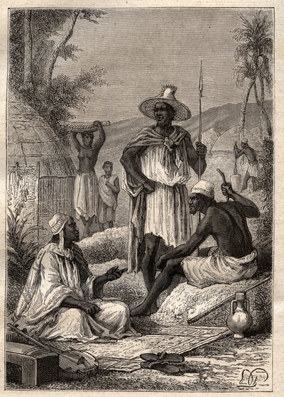 رحلة (1795) من حديقة مونجو (1771-1806) إلى دجوليبا (النيجر): سكان السنغال الأصليون - رسم توضيحي مأخوذ من "" البحارة العظماء في القرن الثامن عشر "" بواسطة فنان غير معروف