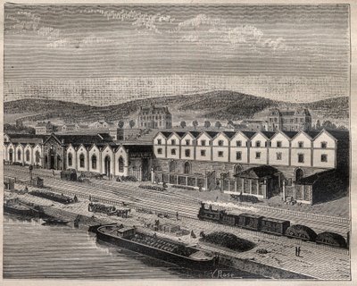 Vue du chateau de Pekin ، المؤسسة الرئيسية لشركة Compagnie des Grands Vins de Champagne بواسطة Eugene Mercier (1838-1904) et Cie بالقرب من Epernay - النقش في "" La Science francaise " بواسطة فنان غير معروف
