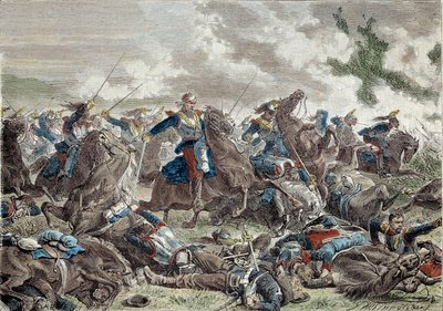 حرب 1870: معركة Froeschwiller Woerth (Froeschwiller-Woerth) (أو معركة Reichshoffen) في 06/08/1870 والتي شهدت انتصار ألمانيا - نقش القرن التاسع عشر - باريس ، متحف الجيش بواسطة فنان غير معروف
