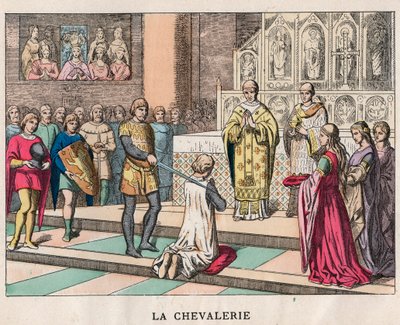 فارس - La Chivalerie - تليين فارس - نقش نهاية القرن التاسع عشر في "" Nos Gires Nationales - صور وتلاوات "" بواسطة فنان غير معروف