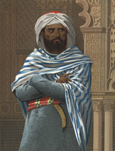 صورة لعبد الرحمن إبراهيم الملقب بالدخيل "الهارب" (731 في قرطبة ، 788). أمير قرطبة (756-788) بعد رجال ونساء. برشلونة 1877. بواسطة فنان غير معروف