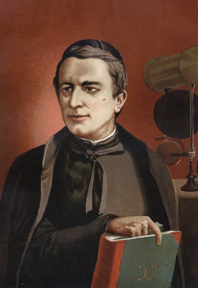 صورة لأنجيلو سيكي ، عالم الفلك الإيطالي (1818 - 1878) ، مؤسس التحليل الطيفي. على أساس مشاهير الرجال والنساء. برشلونة 1877. بواسطة فنان غير معروف