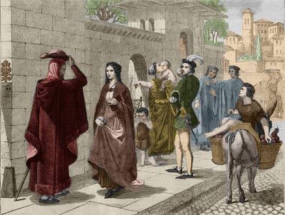 الاجتماع الأول للور (Laura de Noves بواسطة فنان غير معروف