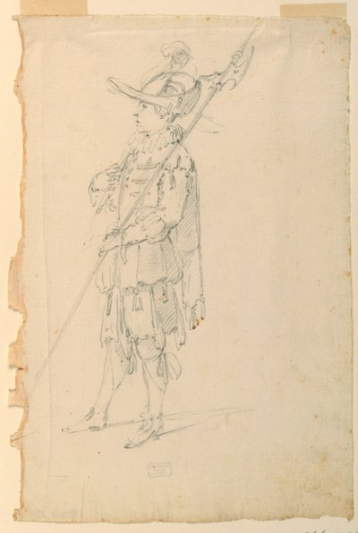 رسم، تصميم أزياء: هالبردير لباليه، حوالي عام 1720 بواسطة فنان غير معروف