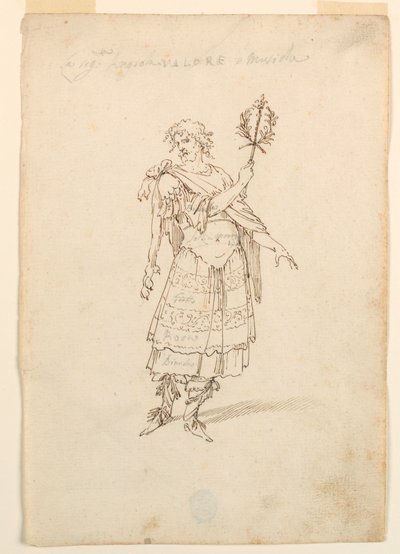 رسم، تصميم أزياء: الشجاعة والموسيقى لباليه، حوالي عام 1720 بواسطة فنان غير معروف