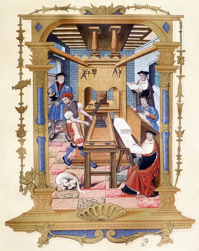 15th century printing press - 19th century facsimile بواسطة فنان غير معروف