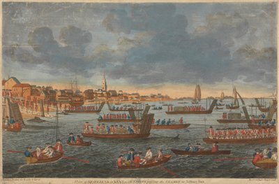 منظر ل Gravesend في كنت ، مع مرور القوات على نهر التايمز إلى حصن تيلبوري بواسطة فنان غير معروف