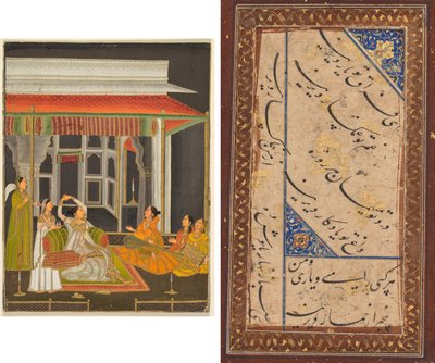 أميرة على الشرفة مع القابلات في الليل (وجه الصفحة) ؛ الخط (ظهر) بواسطة فنان غير معروف