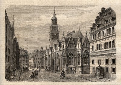 Aegidienkirche (هانوفر) ألمانيا - هانوفر كنيسة Aegidien ، دمرت خلال الحرب العالمية الثانية - هانوفر - Aegidienkirche - نقش في "قاموس الشعب المصور" - 1864 - بواسطة جوزيف ديسمبري وإدموند ألونييه - بواسطة فنان غير معروف