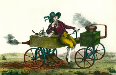 الزراعة: مشهد حرث بآلة بخار عام 1834. نقش مجهول من عام 1834. مجموعة خاصة بواسطة فنان غير معروف