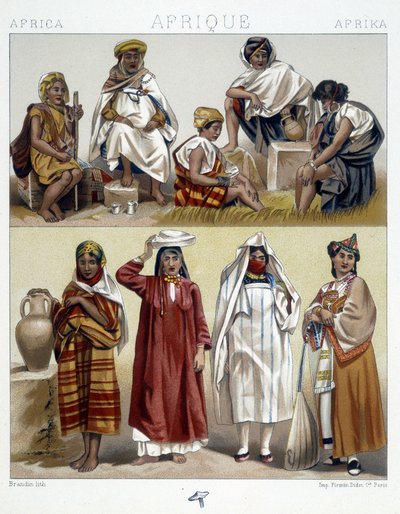 الجزائر وتونس ، أزياء شعبية - في "Le costume historyique" "لراتسينيه بواسطة فنان غير معروف