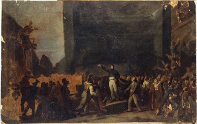 ألفونس بودان (1811-1851) في متراس فوبورج سان أنطون في 3 ديسمبر بواسطة فنان غير معروف