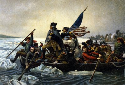 حرب الاستقلال الأمريكية. واشنطن تعبر نهر ديلاوير. ديسمبر 1776. بواسطة فنان غير معروف