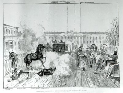 الهجوم على القيصر الكسندر الثاني (1818 - 1881) عام 1881. بواسطة فنان غير معروف