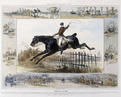 Bell Tower Race in “” Picturesque History of Ancient and Modern Riding”” by Charles Aubry بواسطة فنان غير معروف