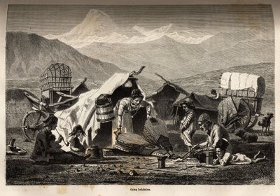 المعسكر البوهيمي. نقش لتوضيح الرحلة في مقاطعات القوقاز ، بقلم باسيلي فيريشاغوين ، في 1864-1865 ، نُشر في "" Le Tour du monde ، nouveau journal des voyages "، من تحرير إدوارد شارتون بواسطة فنان غير معروف