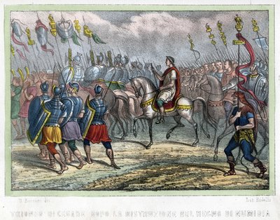 فرقة قيصر بعد تدمير مملكة نوميديا - في "" L'Algerie ancienne et moderne "بواسطة ليون غاليبرت. الطبعة الايطالية 1846 لون. بواسطة فنان غير معروف
