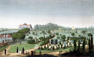 Cemetery of Père Lachaise, circa 1820 - in “” Vues de Paris”” by Courvoisier بواسطة فنان غير معروف