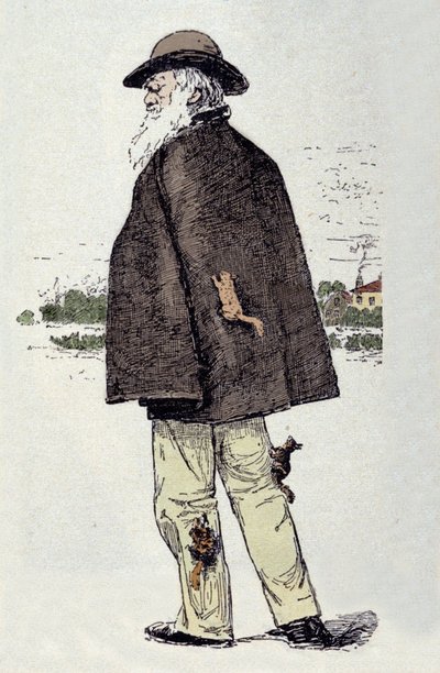 تشارلز داروين (1809 - 1882) ، عالم الطبيعة الإنجليزي مع السناجب. بواسطة فنان غير معروف