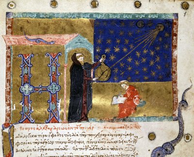 كلود بطليموس (عالم الفلك) ممثل في "" Canon Astronomicon Explanatio "، من القرن الرابع عشر. بواسطة فنان غير معروف