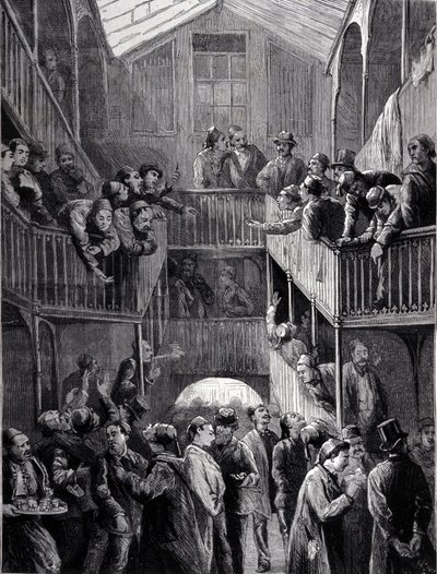 القسطنطينية: البورصة في ضاحية غلطة عام 1878. بواسطة فنان غير معروف