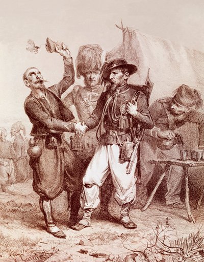 حرب القرم (1853-1856): قصة رمزية للتحالف بين فرنسا ومملكة سردينيا وإنجلترا ضد روسيا. 1854 بواسطة فنان غير معروف