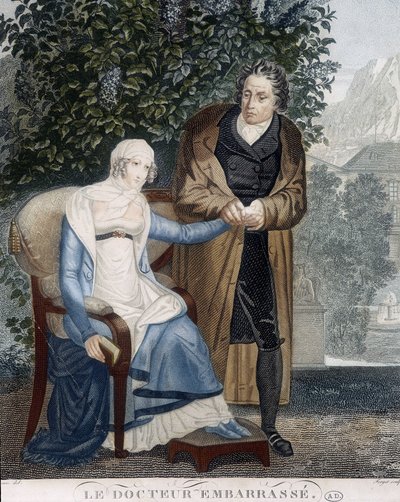 Doctor Embossed (in front of a sick woman). بواسطة فنان غير معروف