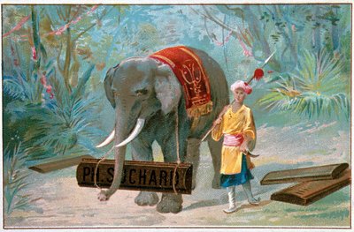 Elephant and Cornac ، إعلان عن "Suchard" "، v. 1895 بواسطة فنان غير معروف