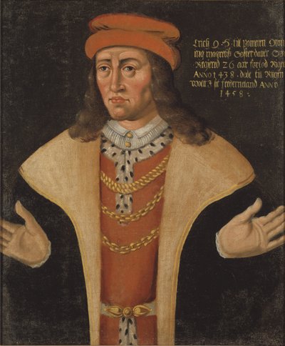 Erik (Eric) I de Pomeranie، roi de Danemark، Norvege et Suede - صورة إريك بوميرانيا (1382-1459) ، ملك الدنمارك والنرويج والسويد ، مجهول. زيت على قماش. الأبعاد: 78x64 سم. المتحف الوطني ستوكهولم بواسطة فنان غير معروف