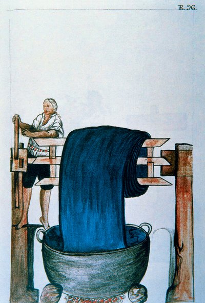 صبغ الأقمشة ، من كتاب "Trujillo del Peru" أو "Códice Martínez Compañón" ، بقلم بالتازار مارتينيز كومبانيون إي بوجاندا ، أسقف تروخيو (1782-1785) بواسطة فنان غير معروف
