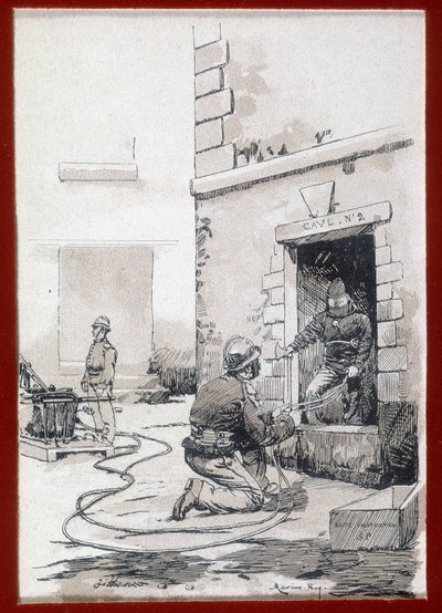 Firefighters: fire apparatus from cellars. engraving sd. 19th century بواسطة فنان غير معروف