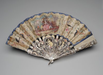 مروحة قابلة للطي مع مشهد ساحر ، حوالي 1770-80 (غواش على ورق حرير مزدوج ، ترتر نحاسي ، عرق اللؤلؤ ، مذهّب وحلقة نحاسية) بواسطة فنان غير معروف
