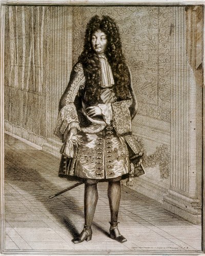 صورة القدم للملك لويس الرابع عشر ، المعروف باسم ملك الشمس (1638-1715). نقش القرن الثامن عشر. مكتبة مدريد الوطنية. بواسطة فنان غير معروف