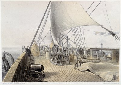 Forward deck cleared for the final attemet at grappling, august 11th 1858 - in “The Atlantic telegraph” by W. H. Russel, ca. 1860 بواسطة فنان غير معروف