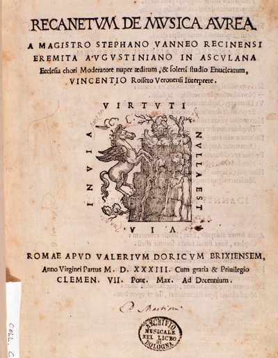 Frontispiece of Recanetum de musica aurea by Stephanus Aureus بواسطة فنان غير معروف