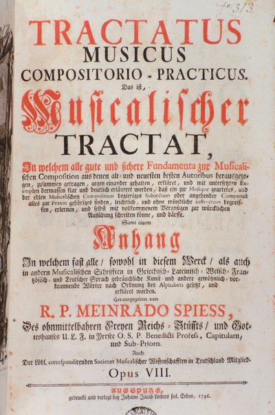 مقدمة من Tractatus musicus ، بواسطة Meinrad Spiess بواسطة فنان غير معروف