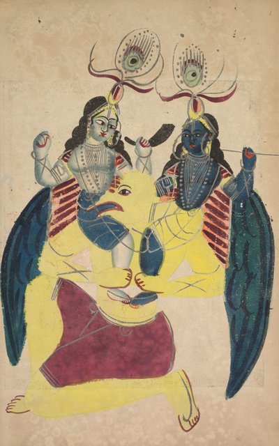 جارودا يحمل Balarama و Krishna (ظهر) بواسطة فنان غير معروف