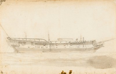 لوحة "اكتشاف" جورج فانكوفر، حوالي عام 1789 (قلم جاف، غسيل بالحبر) بواسطة فنان غير معروف