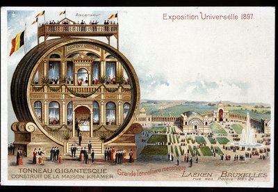 برميل عملاق - Maison Kramer - 1897 المعرض العالمي في بروكسل. بواسطة فنان غير معروف