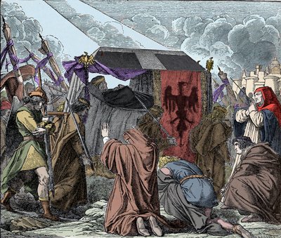 حزن على هنري السابع من قبل شعبه - جنازة هنري السابع ملك لوكسمبورغ (حوالي 1275-1313) ، إمبراطور الرومان - بواسطة فنان غير معروف