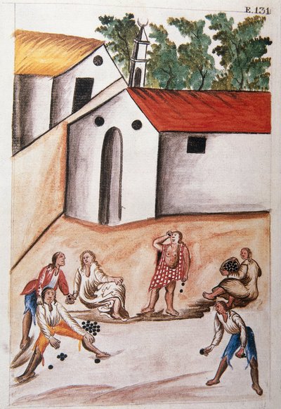 الهنود يلعبون لعبة choloques ، من كتاب "Trujillo del Peru" أو "Códice Martínez Compañón" ، بقلم بالتازار مارتينيز كومبانيون إي بوجاندا ، أسقف تروخيو (1782-1785) بواسطة فنان غير معروف