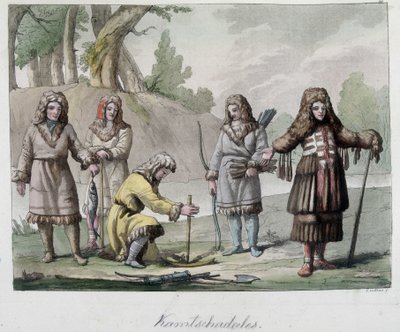 شعب Kamtschadales في سيبيريا. في "" الزي القديم والحديث "1819-1820 ، بواسطة Ferrario. بواسطة فنان غير معروف